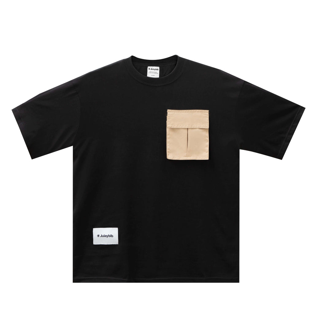 Men's Black Oversized T-Shirt | Premium Biowash 24s Cotton | Nylon Pocket | | Julaybib