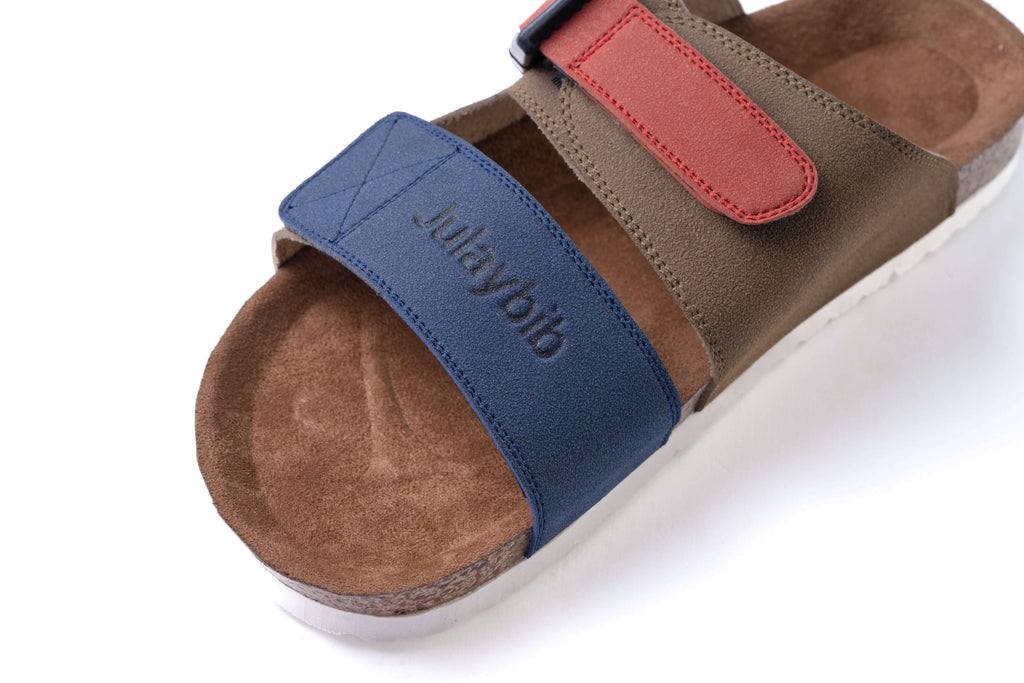 Casual Sandal Al-Hamra Olive | Premium Vegan Leather | Adjustable Strap | YKK Buckle - Julaybib