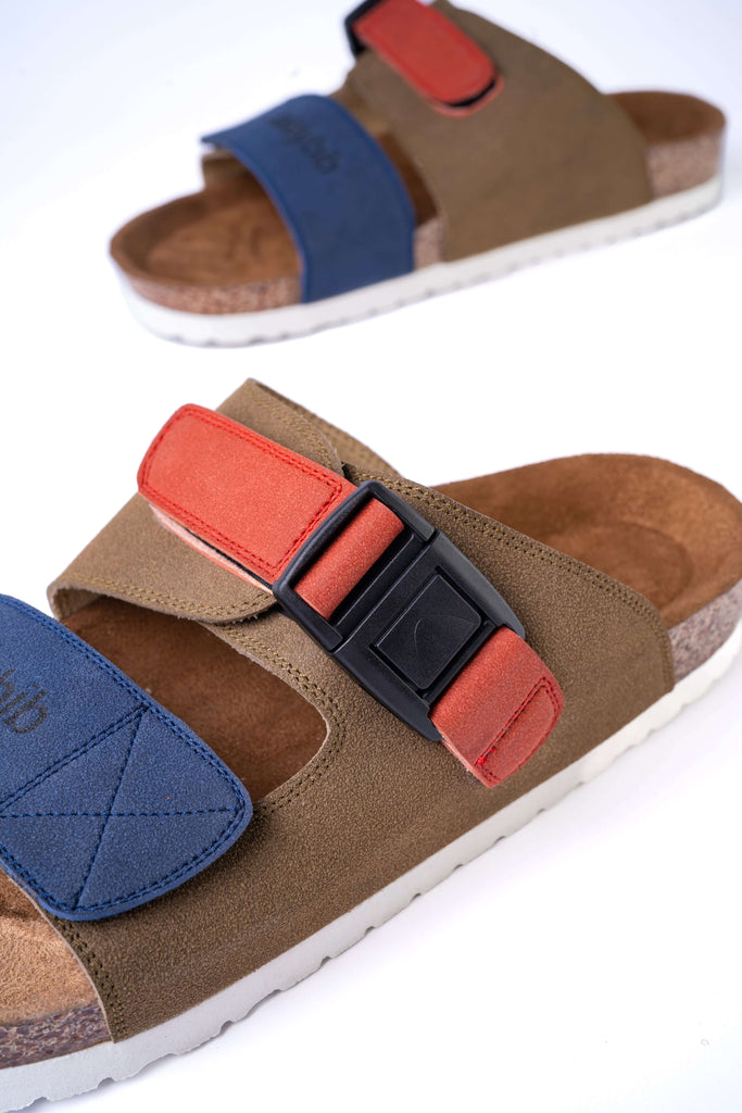 Casual Sandal Al-Hamra Olive | Premium Vegan Leather | Adjustable Strap | YKK Buckle - Julaybib