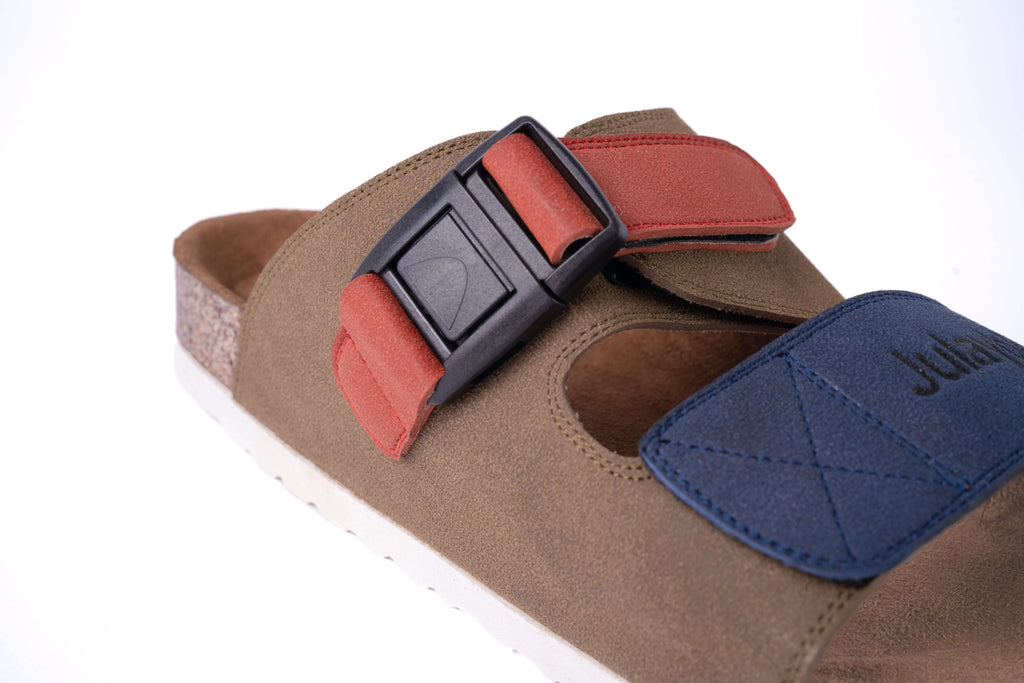 Casual Sandal Al-Hamra Olive | Premium Vegan Leather | Adjustable Strap | YKK Buckle - Julaybib
