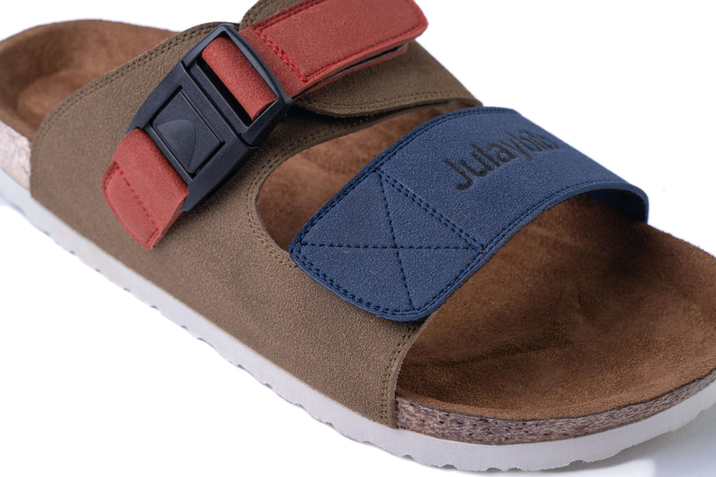 Casual Sandal Al-Hamra Olive | Premium Vegan Leather | Adjustable Strap | YKK Buckle - Julaybib